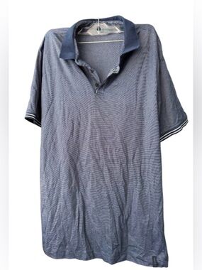Perry Ellis Men's Navy Heather Polo with Contrast Collar